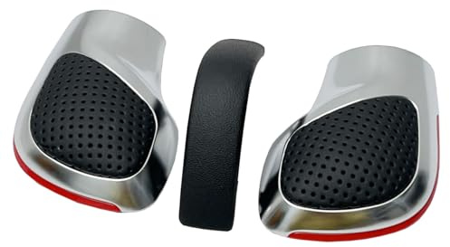 Somivo Chrom Leder mit Loch Schaltknauf Seitenabdeckung für VW Golf 6 7 R GTI Passat B7 B8 CC R20 Jetta MK6 GLI