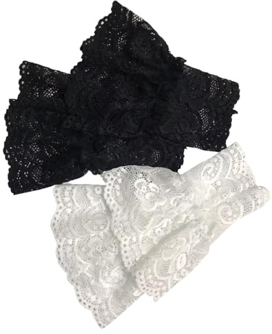 B-HOT 2 Pairs Lace Wrist Cuffs Women Detachable Wristband Black/White