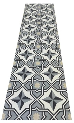 Alfombra Vinílica Cocina y Exterior LUCI PVC Antideslizante 100x100 cm Gris | Diseño de baldosa geométrica lavable | Soporta lluvia y sol sin deteriorarse | Apta para jardín | Se aspira con facilidad