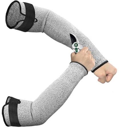Migliore Wear skärbeständiga ärmar underarmsskydd klass 5, långa andningsbara armskydd för kvinnor och män, armärmar för trädgårdsarbete, kök, matlagning, hantverk