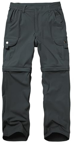 Kids' Cargo Pants, Boys Convertible Hiking Pants, Boy Zip Off Outdoor Casual Pants Quick Dry Climbing Trousers for Youth (US, Alpha, Small, Regular, Iron Grey)