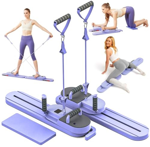 ExeractFit ExeractFit Split-Stil Pilates Board für Zuhause Reformer Pilates Maschine Set Abnehmbares Bauchmuskel Roller Board und Ski Maschine Core Trainer Beinübung(Lila)
