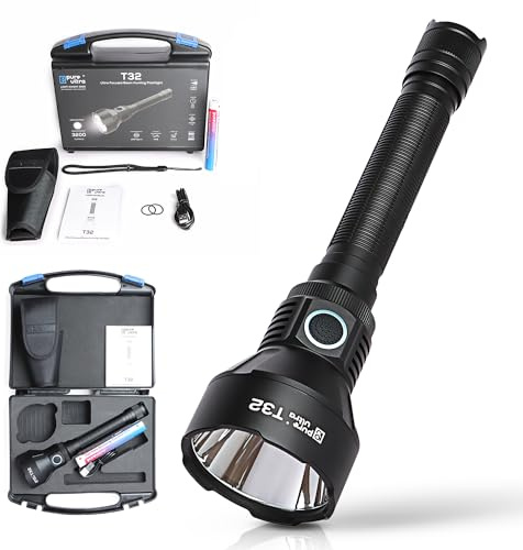 pureultra T32 LED Taschenlampe 3200 Lumen – Taktische Einsatzlampe mit 1150 m Reichweite, Stroboskop, USB-C aufladbar, Holster, IP68 (Basic-Kit)