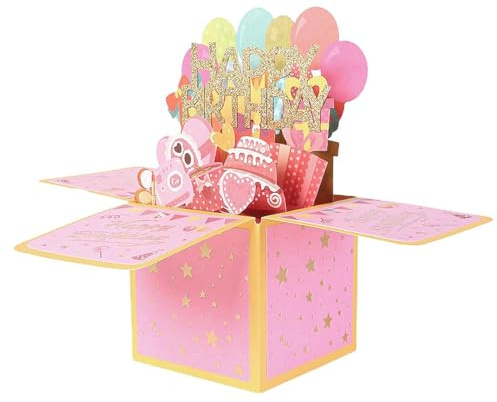 OUDQFCJ Tarjeta de Cumpleaños 3D,tarjeta desplegable (con sobre),Regalo creativo de cumpleaños,original y postal,tarjeta felicitacion,birthday card para familiares,amigos,enamorados,etc.