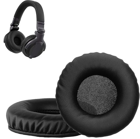 kwmobile 2x Cuscinetto Cuffie Compatibile con Pioneer DJ HDJ-CUE1 Pad - Cuscinetti Ricambio Cuffie Over Ear Simil Pelle - nero