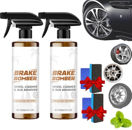 Hyxowgt Powerful Wheel and Tire Cleaner Spray, Brake Bomber 3.0 Dust Remover Wheel Cleaner, Car Tire Shine Spray & Rim Cleaner, All Purpose Heavy Duty Cleaning for Painted Wheels Chrome (2PCS)