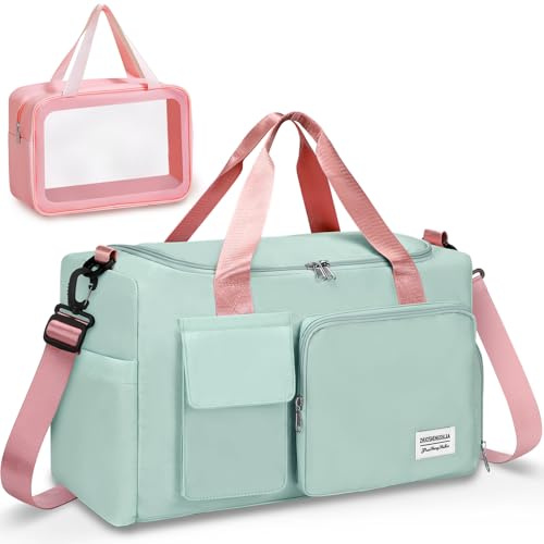Jcocylse Reisetasche & Sporttasche für Damen & Herren - Sportliche Reisetasche mit Rucksackfunktion, wasserabweisend, Schuhfach & Laptopfach für Trainingstasche, Duffle Bag, Handgepäck (Grün)