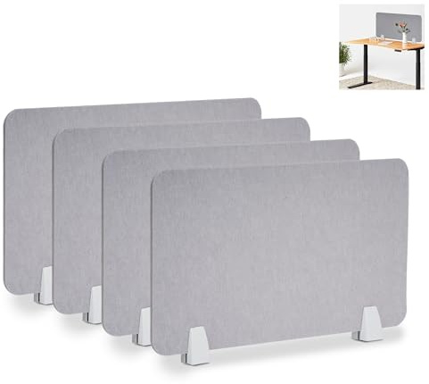 petour 4 pièces Pare-Vue pour Bureau, 30 * 60 cm découpable Cloison, séparateur de Bureau Autonome, cloison de Table en Feutre, pour Bureaux et Tables de Travail, épaisseur 9 mm, Gris