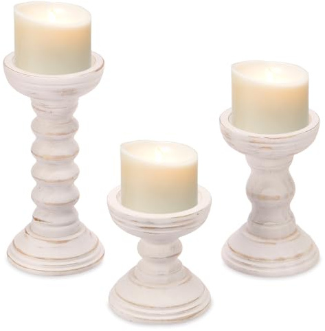 3 portavelas de madera, candelabros rústicos, de madera, para salón, fiesta, boda, festival, aniversario, decoración de mesa de Navidad