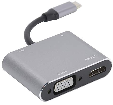Denash Aleación de Aluminio 4 en 1 Adaptador Típico Admitiendo 4KX2K y VGA para el Puerto USB
