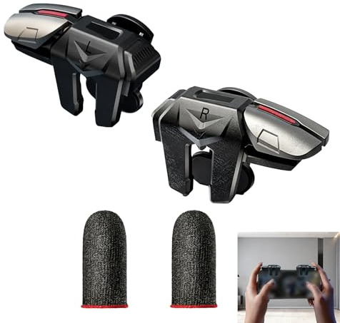 Trigger Gatillos Botones, Gatillos para Móvil, 6 Dedos Joystick Controller L1R1 L2R2, Disparadores Gaming Trigger Portátiles para PUBG Call of Duty, Mando Teléfono Compatible con iPhone y Android