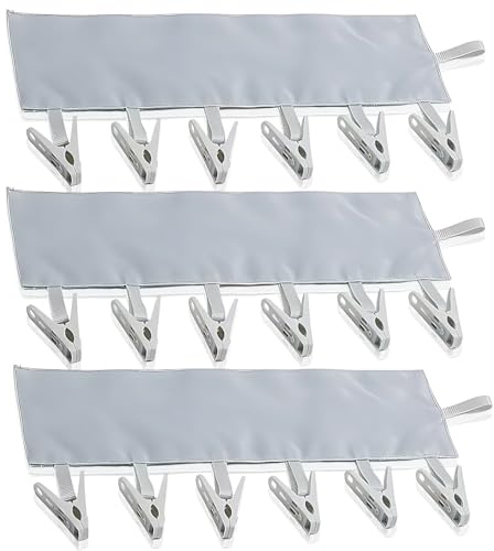 3 Pack Sock Peg Hanger with 6 Pegs Sock Hangers for Drying Radiator Fits Washing Lines Airers&Heated Airers for Socks Lingerie Towels Hats Clothes Travel & Home(Smoke Grey)