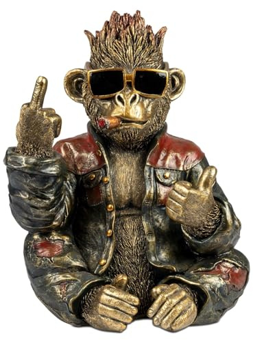 formano Dekofigur AFFE 33 cm sitzend Handbemalte Polyresin Figur modernen Look - witzige Tierfigur mit Sonnenbrille & Jacke - ausgefallene Wohn-Deko & Geschenkidee für Trendige Einrichtung