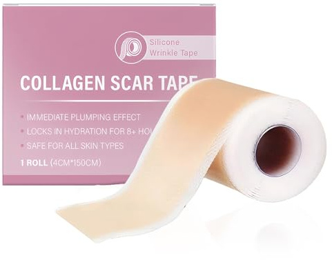 Silicone Collagen Tape, Reusable Silicone Collagen Scar Tape for Wrinkles, Skin-Friendly & Breathable Silicone Collagen Scar Sheets, Improve The Appearance of Scars for All Skin Types