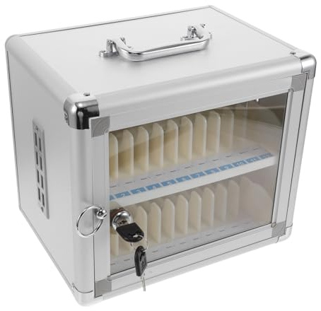 SHINEOFI Coffre-Fort pour Téléphones Portables 24 Emplacements en Alliage D’Aluminium Dimensions 266 X 20 X 23 CM Boîte de Rangement Sécurisée pour Écoles Restaurants Bureaux et