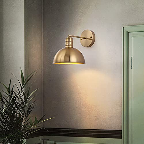 MOCHAMIK Lampade da Parete Applique Lampada da Parete Apparecchio di Illuminazione Lampada da Parete in Metallo Dorato, Lampada da Parete con Paralume a Imbuto/Cupola, Lampade da testiera E27 per