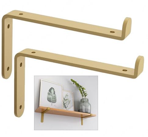 Regalhalterung, Rechtwinklige Wand Regalträger, Schwerlast Industrielle Regal Stützhalterungen, Goldene Metall-schwimm-regalhalterungen, 2 Stück,gold-20x10cm/7.9 * 3.9in