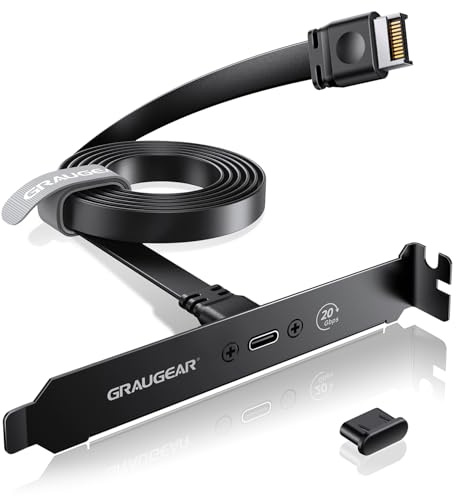 GRAUGEAR 20 Gbps USB-C placa base PCI ampliación, llave A a USB C adaptador, USB 3.2 Gen2x2 20Gbps, 20 pines USB-e Header negro