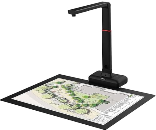 Large Format Book Scanner, A2 Overhead Scanner with OCR in 130 Languages, Auto-Flatten & Deskew, Fingerprint Removal Technology, Fast Scanning 1.5s/Page