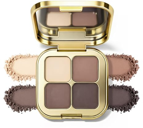 Erinde Palette Ombretti Opachi 4 Colori, Ombretti Altamente Pigmentati, Palette Make-up Professionale, Lunga Durata, Texture in Polvere Fine, Facile da Sfumare, per Trucco Occhi Naturale, #02