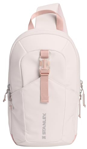 STANLEY Vitalize Crossbody Bag | Hydration Sling with Zippered Drinkware Compartment | Adjustable Strap | Multiple Storage Pockets | Durable Recycled Fabric | Rose Quartz