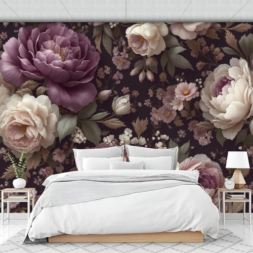 Papel Pintado Panorámico Estampado Floral Retro 150 X 105 Cm Fotomurales No Tejido Con Patrón Peonía Rural, Murales Decoración Póster Pared Personalizado 3D Para Salón Dormitorio