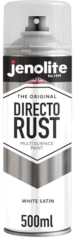 JENOLITE Peinture aérosol Directorust finition satinée | BLANC | 500 ml | Peinture antirouille pour métal | Peinture multi-surfaces : métal, bois, plastique | RAL 9005