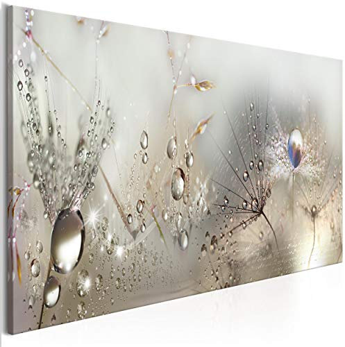 decomonkey Bilder Pusteblume 120x40 cm 1 Teilig Leinwandbilder Bild auf Leinwand Vlies Wandbild Kunstdruck Wanddeko Wand Wohnzimmer Wanddekoration Deko Blumen Tau Pflanzen