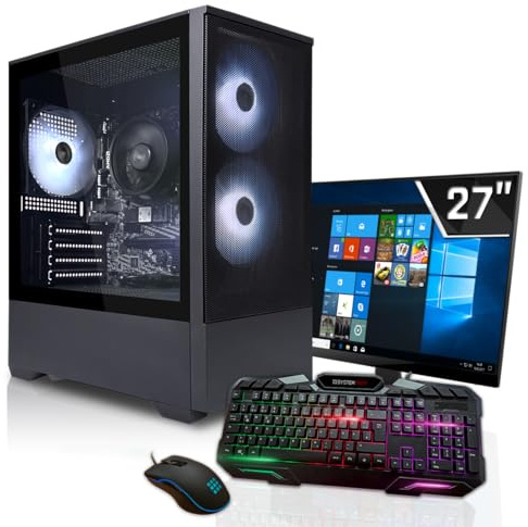 SYSTEMTREFF Multimedia Office PC mit Monitor AMD Ryzen 5 5600X 6x4.6GHz | 27 Zoll TFT | 16GB RAM DDR4 | 512GB M2. NVMe | AMD Radeon RX 9060 8GB | Windows 11 Pro | 3 Jahre Garantie
