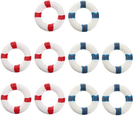 Amosfun 10Er Set Miniatur Schwimmring Aus Holz Dekorative Ornamente FüR TüR Wand Und Fenster Marine-Themendekor FüR Restaurant Bar Und Heimdekoration