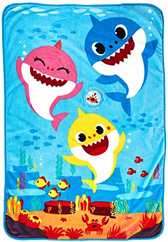 Baby Shark Musical Warm, Plush, Throw Blanket That Plays The Baby Shark Theme Song - Extra Cozy and Comfy for Your Toddler