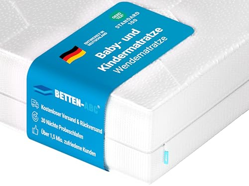 BettenABC - Mini-Duo - Wendematratze für Babys & Kleinkinder - 70x160 cm - mit Klimaband & 2 Liegeseiten - Oeko-TEX-Zertifiziert - Abnehmbarer & waschbarer Polyester-Bezug - Lieferung per Paket