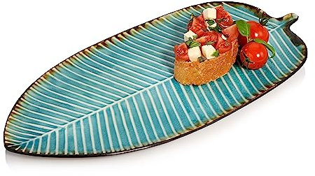 Sänger | Servierteller Capri aus Steingut, Teller in Blattoptik, Servierplatte, modernes Vintage Design - Erweiterung zum 12 tlg Tafelservice Capri | PREMIUM COLLECTION