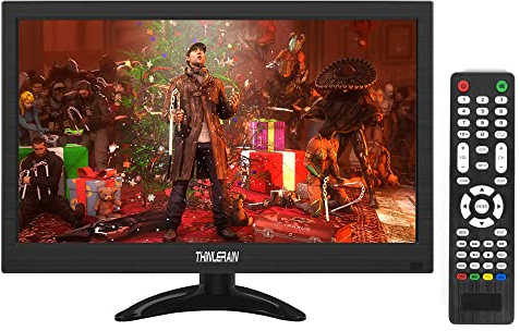 Thinlerain 13.3 Inch Small Monitor 1366x768 LED Screen Display with HDMI/VGA/BNC/USB/AV Kitchen Monitor for fire stick, Computer, PC, Windows,Built in speaker