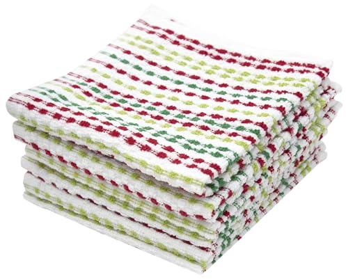 Ritz Pebble Bar Mop Towels: Highly Absorbent and Super Soft, 100% Cotton, Durable Super Absorbent Kitchen Bar Towels for Wiping Tables and Counters, 12x12, 6-Pack, Holiday