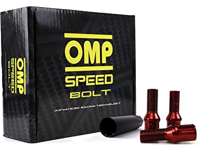 OMP SPEED 20 Stück Radschrauben mit metrischem M14x1,25 Schraubenschlüssel 17/19 Langgewinde 27mm Rot und Material DIN 10,9