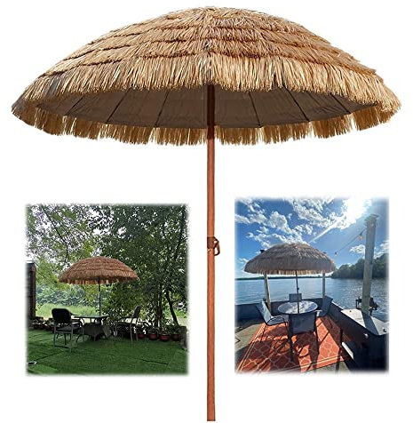 Caixia Ombrellone da Mare Portatile Ø145 Ombrellone Tavolo da Giardino Ø180cm Parasole Hawaiano per Esterno Ristorante Gelateria Bar Hotel Albergo (Misurare : 140cm/4.5FT-Without Tilt)