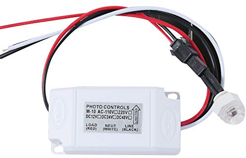 External Light Switch Sensor, Automatic Dusk Till Dawn Light Switch Control Sensor Lamp Switch Sensor for Outdoor IP44 DC12V 24V 220VAC Rainproof Sensitive Mini Light Switch (110-260V)