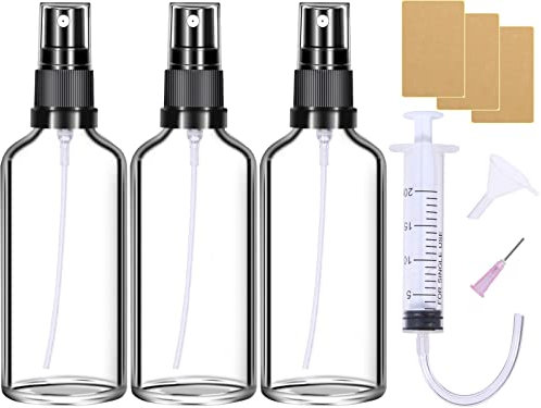 Sprühflasche Glas Klein 3 Stück 100ml Transparente Sprayflasche Leer Parfüm Zerstäuberflaschen Sprühflaschen zum Befüllen Tragbares Zerstäuber für Parfüm, Kosmetik, Körperpflege Flüssigkeit, Öle