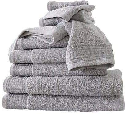 GC GAVENO CAVAILIA Towel Bale Set 500 GSM | 8 Piece Towel Set | 2 Hand Towel + 2 Bath Towel + 4 Face Towel | Family Pack Egyptian Cotton Towel Set | Grey