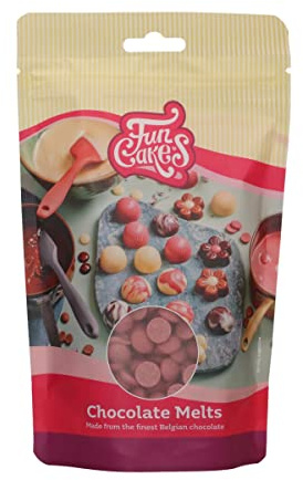 FunCakes Chocolate Melts Schmelzschokolade, Ruby, 200 g | Schoko-Melts aus echter belgischer Schokolade, Vielseitig Einsetzbar, Schmelzen im Wasserbad oder Mikrowelle