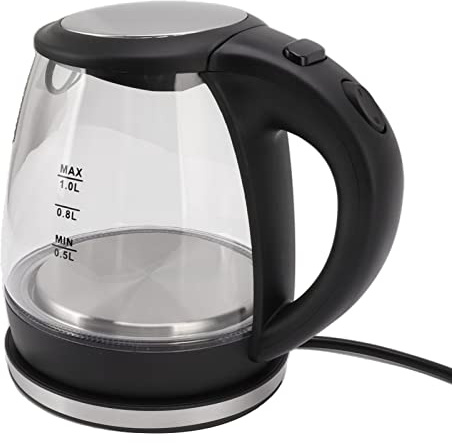 2000W Elektrischer Wasserkocher aus Glas Wasserkocher Teekocher High Power 1L Große Kapazität Automatische Abschaltung Blaulicht Wasserkocher EU-Stecker