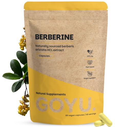 Cupplement Berberin 400 mg 98% Extrakt | 60 Veganska kapslar | Berberin HCl från Berberis Aristata | Enkelingrediens, laboratorietestad kvalitet, vegansk formula för dagligt välbefinnande