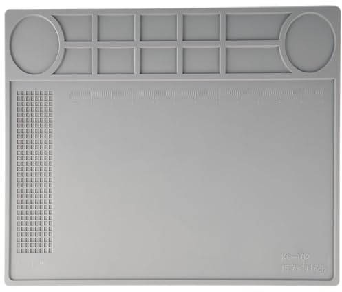 Kaisiking Silicone Repair Mat,Soldering Mat, Heat Resistant Work Mat for Soldering Stations, Phone, Computer, Laptop Electronics Repair 15.7'' x 11'' (Gray), 102 Soldering Mat Gray | Soldering Mat, Heat Resistant Work Mat for Soldering Stations, Phone, Computer, Laptop Electronics Repair