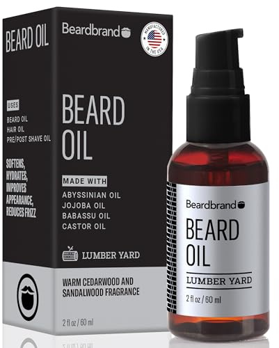 Beardbrand Men's Beard Oil & Face Moisturizer with Jojoba Oil - Softens Stubble, Soothes Dry Skin - Sandalwood & Cedar Scented Beard Oil for Men - 2 fl oz
