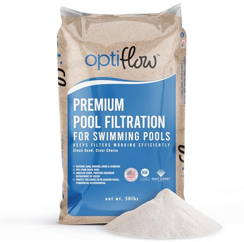 OptiFlow Pool Filter Sand, Premium Filtration with Pure Silica Formula, 50 Lbs - Swimming Pool System Accessories and Supplies for Cleaning and Maintenance