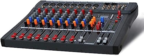 ZIJINGY Mesas de Mezclas de Estudio, 6/8/12/16 Canales Mezclador de Audio Compacto Bluetooth USB DJ Consola de Mezcla de Sonido Amplificador de Monitor de 48 V, 8 vías
