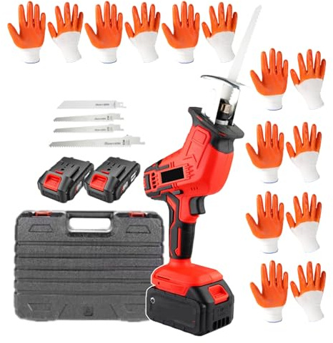 forplubossmmp Reciprocating Saws Electric Meat and Bone Saw Saw Cutting Machine | Portable Butchers Saw with Variable Speed Trigger 2000RPM | Pruning Saw for Cutting Wood (with LED Lighting),3AH