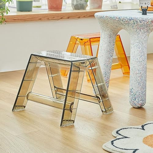 Marchepied pliable en acrylique - Portable - 1 marche pour adultes - Chaise transparente idéale pour l'intérieur et l'extérieur - Tabouret pliable facile à ranger