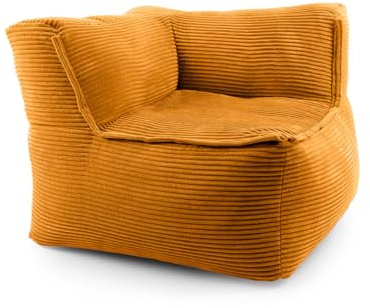 Lumaland Modulares Eckteil Links - Cord-Reihe | Indoor Sitzsack mit Softer Struktur, ideal Sofa Modulen & zum Pouf | Bean Bag mit Füllung - für Wohnzimmer & Co. - 81x81x70 cm